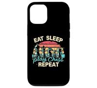 Carcasa para iPhone 12/12 Pro Divertida Camiseta Eat Sleep Play Chess Repeat para un Jugador de ajedrez