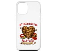 Carcasa para iPhone 12/12 Pro Divertida Idea de Amor para Perros con Estampado de Barro y Estampado de My Heart Has Fur