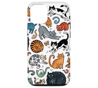 Carcasa para iPhone 12/12 Pro Divertido Gato Doodle Patrón Colorido Amante De Las Mascotas