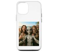 Carcasa para iPhone 12/12 Pro Divertido Letrero de Bigfoot Alien, Jesús Rock On Hand, con Forma de ovni