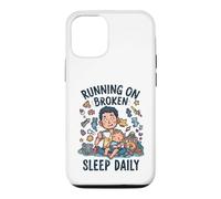 Carcasa para iPhone 12/12 Pro Divertido niño Cansado Nuevo papá Corriendo en el sueño Roto Diario