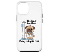 Carcasa para iPhone 12/12 Pro Divertido Pug Enfermera Humor Estresado RN Cita Amante de los Perros