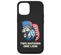Carcasa para iPhone 12/12 Pro Dos Naciones Un León - Diseño Patriótico de Estados Unidos Israel