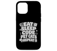 Carcasa para iPhone 12/12 Pro Eat Sleep Code Pet Cats Repeat Funny Programmer Cat Lover