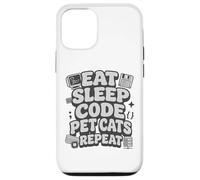 Carcasa para iPhone 12/12 Pro Eat Sleep Code Pet Cats Repeat Funny Programmer Cat Lover