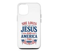 Carcasa para iPhone 12/12 Pro Ella ama a Jesús y América también 4 de Julio EE.UU
