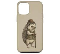 Carcasa para iPhone 12/12 Pro Erizo Vintage con Aspecto Elegante con Sombrero de Bolos y bastón
