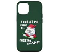 Carcasa para iPhone 12/12 Pro Es Gracioso mirarme Siendo Tan Festivo y esas Cosas como un Gato navideño