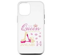 Carcasa para iPhone 12/12 Pro Esta Reina Nació el 14 de Enero Viviendo Mi Bendita Vida