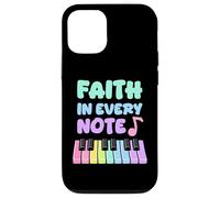 Carcasa para iPhone 12/12 Pro Fe en Cada Nota Piano Chica Cristiana Músico de la Iglesia