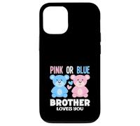 Carcasa para iPhone 12/12 Pro Fiesta de revelación de género con Texto en inglés Brother Loves You Bear Rosa o Azul