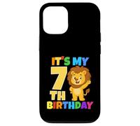 Carcasa para iPhone 12/12 Pro Fiesta temática de Safari de león de 7 años con Texto en inglés It's My 7th Birthday