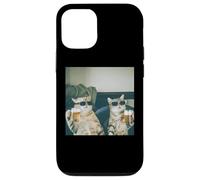 Carcasa para iPhone 12/12 Pro Foto Retro de Gatos con Cerveza Divertida, Divertida Fiesta de Gatos enfriados con Alcohol