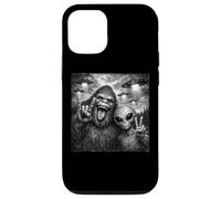 Carcasa para iPhone 12/12 Pro Funny Alien and Bigfoot Selfie UFO Rock on Sign Sasquatch