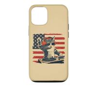 Carcasa para iPhone 12/12 Pro Funny DJ Cat Disco Sound Tech Headphone Music US Flag