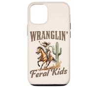 Carcasa para iPhone 12/12 Pro Funny Mom Riding. Western Cowboy Mama Wranglin Feral Kids