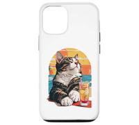 Carcasa para iPhone 12/12 Pro Funny Retro Cat Sunset Cocktail Beach Vacation Summer