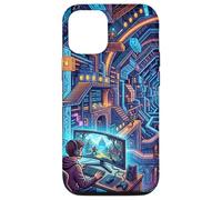 Carcasa para iPhone 12/12 Pro Futurista Cyberpunk PC Gamer y Retro Pixel Art RPG Fantasía