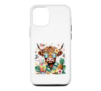 Carcasa para iPhone 12/12 Pro Gafas de Sol Highland Cow Hawaiian Summer Vacation