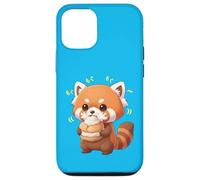 Carcasa para iPhone 12/12 Pro Gato de bambú Panda Rojo Kawaii Munching Happily