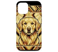 Carcasa para iPhone 12/12 Pro Golden Retriever Retro de Estilo Art Decó