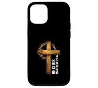 Carcasa para iPhone 12/12 Pro He Is Risen Cross Crown Thorns Mateo 28:6 Fe Cristiana