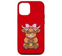 Carcasa para iPhone 12/12 Pro Highland Cow Autismo Puzzle Concientización Enseñar Niños Niñas