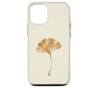 Carcasa para iPhone 12/12 Pro Hoja de Ginkgo Acuarela Dorada Diseño Minimalista Botánico