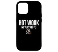 Carcasa para iPhone 12/12 Pro Hot Work Never Stops Welder Welding Blue Collar Job Work