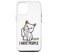 Carcasa para iPhone 12/12 Pro I Hate People Sign,Funny Cat Giving The Finger Flipping Off