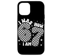 Carcasa para iPhone 12/12 Pro I Was 6 Now I Am 7 Groovy Retro Checkered 7th Birthday Party