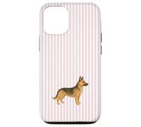 Carcasa para iPhone 12/12 Pro Ilustración Pastor Alemán Diseño Estético Rayas Rosa