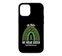 Carcasa para iPhone 12/12 Pro In May We Wear Green Mental Health Awareness Leopard Print