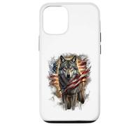 Carcasa para iPhone 12/12 Pro Independence Day Majestic Wolf with American Flag
