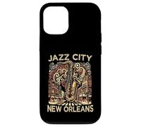 Carcasa para iPhone 12/12 Pro Jazz City New Orleans Souvenir Hombres Música Saxofón
