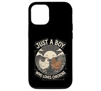 Carcasa para iPhone 12/12 Pro Just A Boy Who Loves Chickens Retro Farm Blueprint Livestock