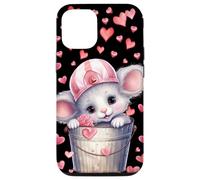 Carcasa para iPhone 12/12 Pro Kawaii Mouse In Valentines Basket For Girls Cute Heart