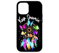 Carcasa para iPhone 12/12 Pro Keep On Dreamin - Atrapasueños con Plumas de Mariposas Coloridas