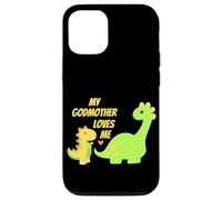 Carcasa para iPhone 12/12 Pro Kids My Godmother Loves Me Dinosaur for Godson Gifts