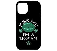 Carcasa para iPhone 12/12 Pro Kiss Me I'm a Lesbian St Patricks Day Green Lips Les Pride