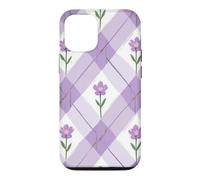 Carcasa para iPhone 12/12 Pro Lavanda Púrpura Argyle Flores Floral Floral