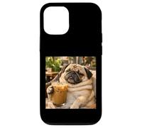 Carcasa para iPhone 12/12 Pro Lazy Sunday Coffee Pug Funny Relaxing Meme