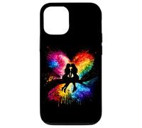 Carcasa para iPhone 12/12 Pro Lesbian Girls Kissing on Tree Branch Rainbow Silhouette