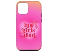 Carcasa para iPhone 12/12 Pro Libro de Lectura para Chicas Calientes Pink Aura Heart Cute Bows Y2K Bookish