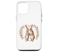 Carcasa para iPhone 12/12 Pro Linda Pareja de Conejos de Campo Enamorada de un corazón