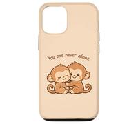 Carcasa para iPhone 12/12 Pro Lindo Abrazando Baby Monkeys Besties Apoyo Emocional Amor