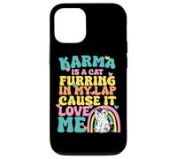 Carcasa para iPhone 12/12 Pro Lindo Karma Es Un Gato Furring En Mi Regazo Porque Me Ama