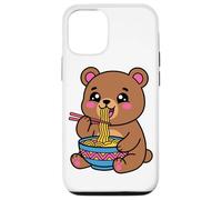 Carcasa para iPhone 12/12 Pro Lindo Oso Ramen gráfico japonés Kawaii marrón Animal Arte