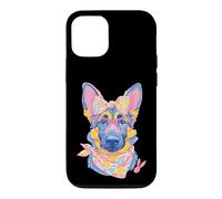 Carcasa para iPhone 12/12 Pro Lindo Pastor Alemán Perro Amante Gráfico Rosa Gafas Floral