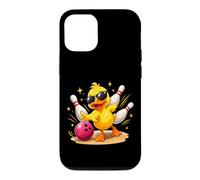 Carcasa para iPhone 12/12 Pro Lindo Pato con Gafas de Sol Jugando Bolos Divertido Jugador de Bolos